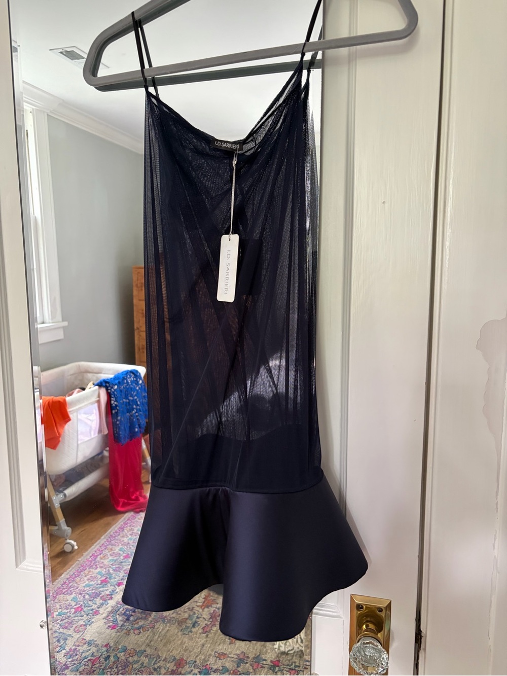 ID Sarrieri Lo Siento Navy Mesh A-Line Flounce Skirt and Top